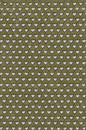 Olive Green Lotus Hand Block Printed 60s×60s Cotton Fabric A