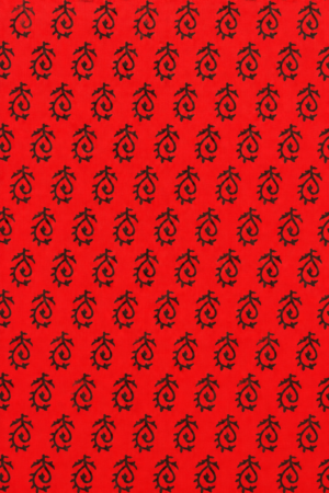 Red Black Paisley Hand Block Printed 60s×60s Cotton Fabric A