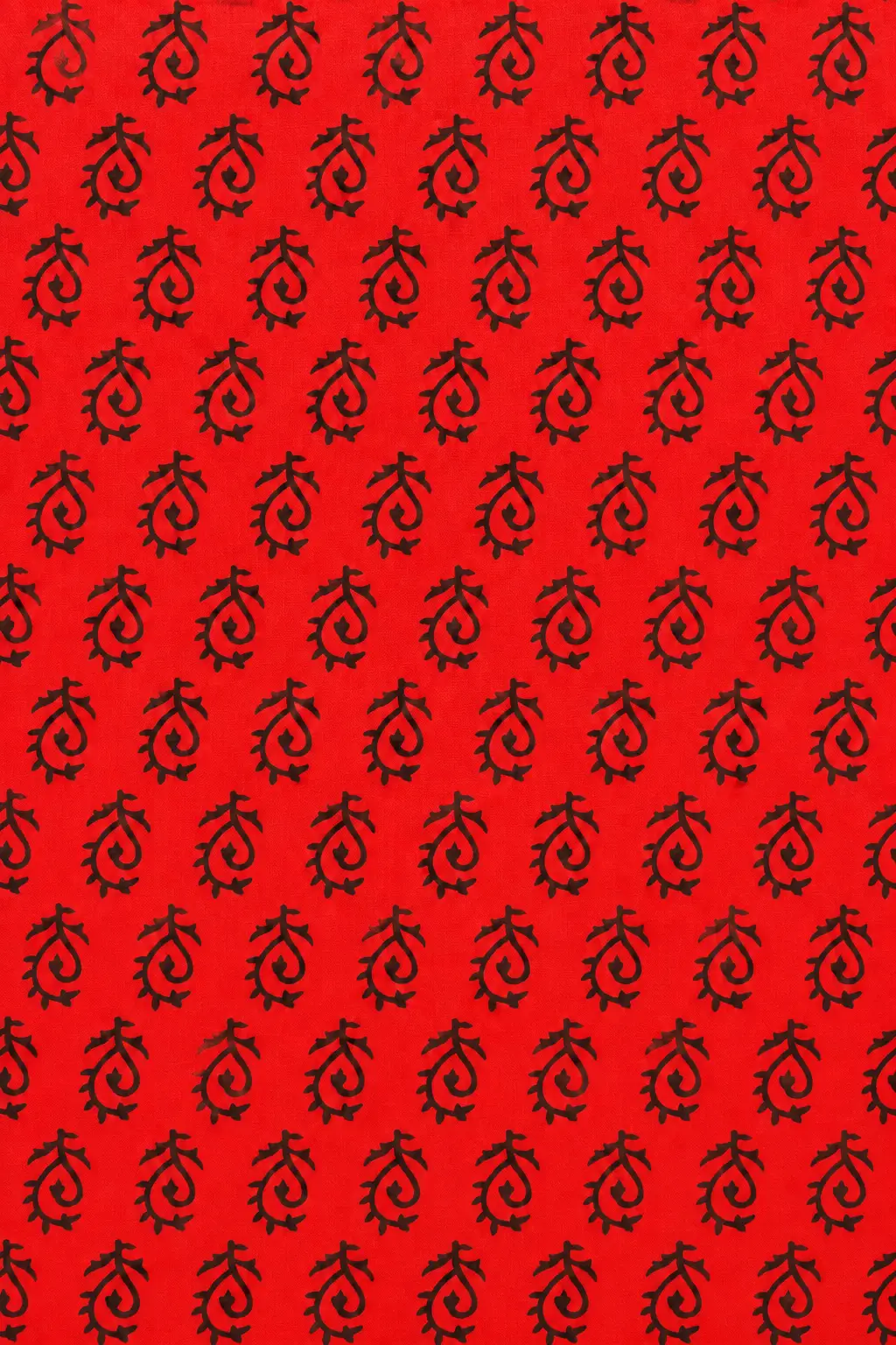Red Black Paisley Hand Block Printed 60s×60s Cotton Fabric A