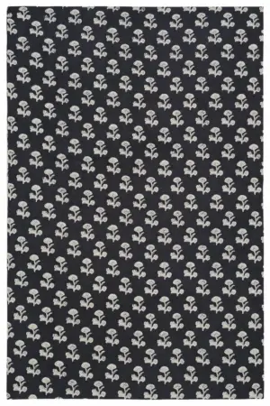 Black Floral Buti Hand Block Printed 60×60 Cotton Fabric A
