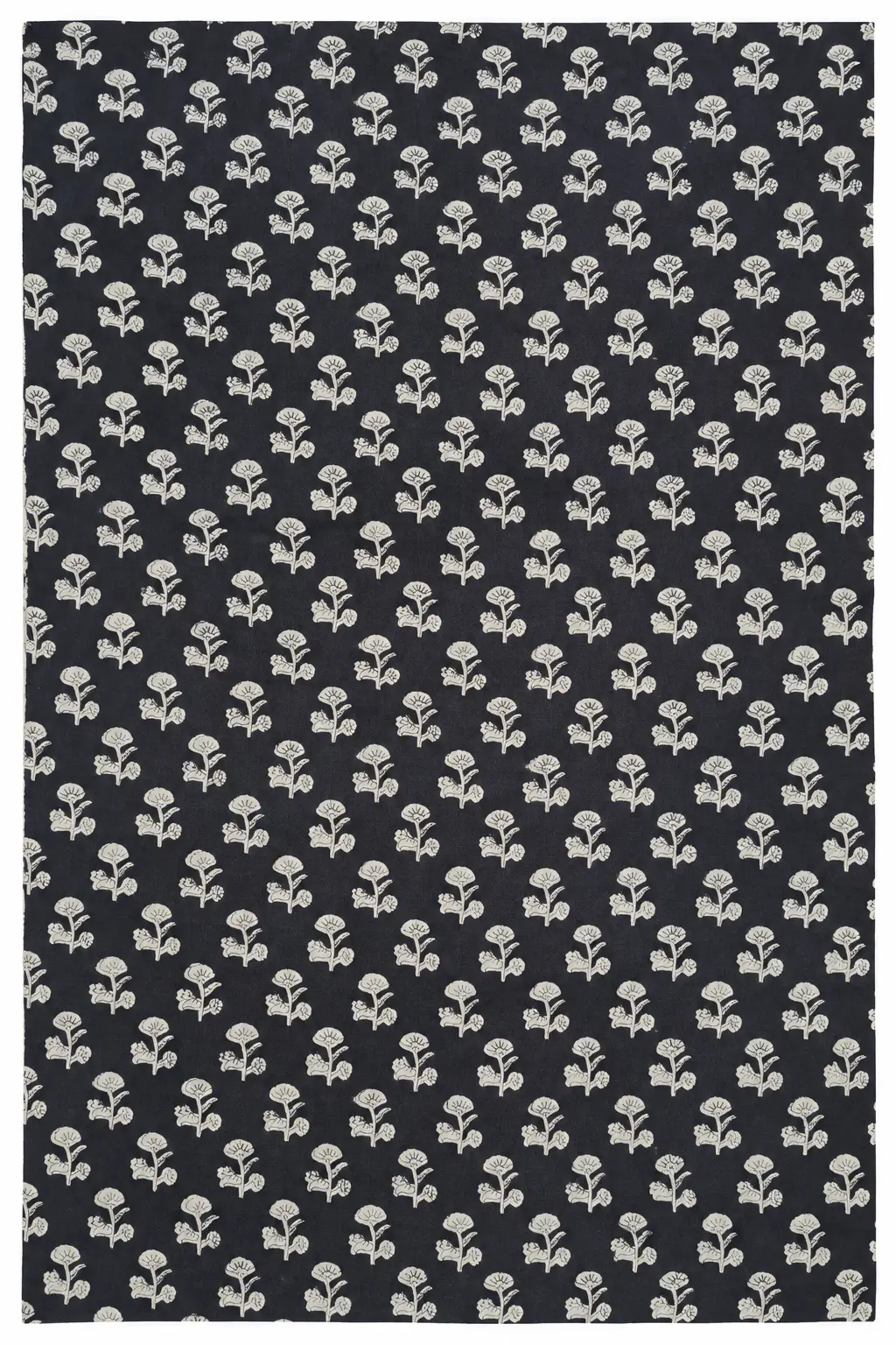 Black Floral Buti Hand Block Printed 60×60 Cotton Fabric A