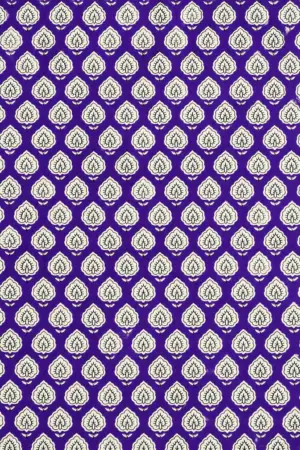 Purple Leaf Buti Hand Block Printed 60s×60s Cotton Fabric A