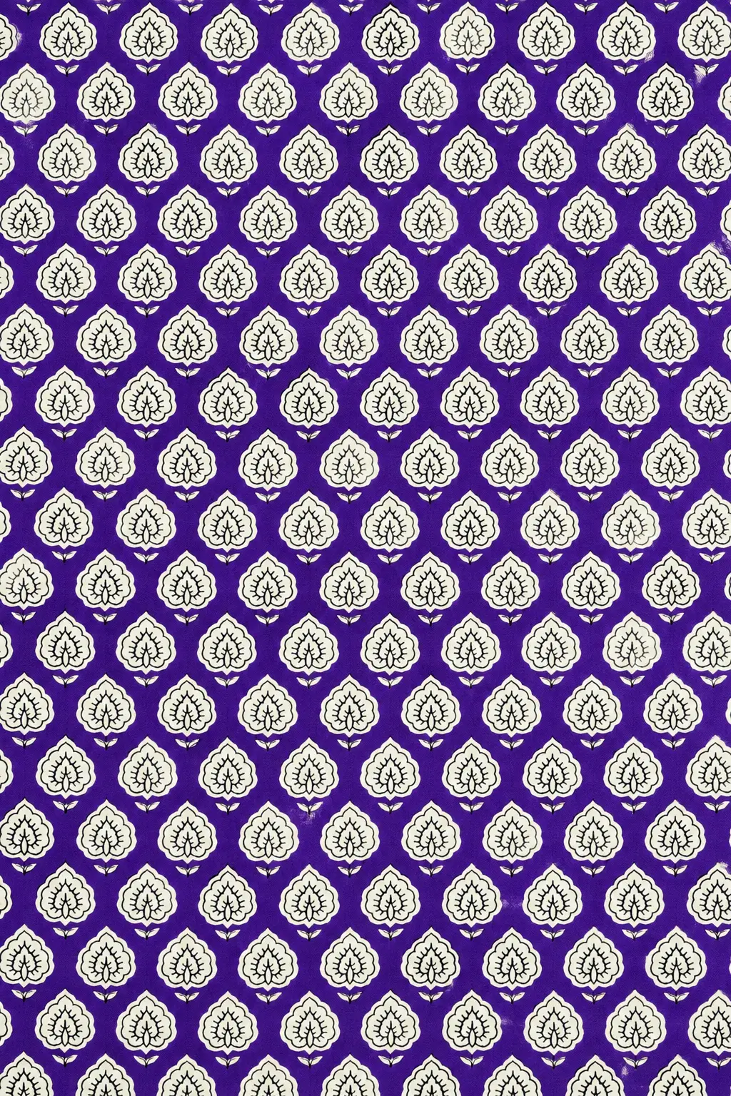 Purple Leaf Buti Hand Block Printed 60s×60s Cotton Fabric A