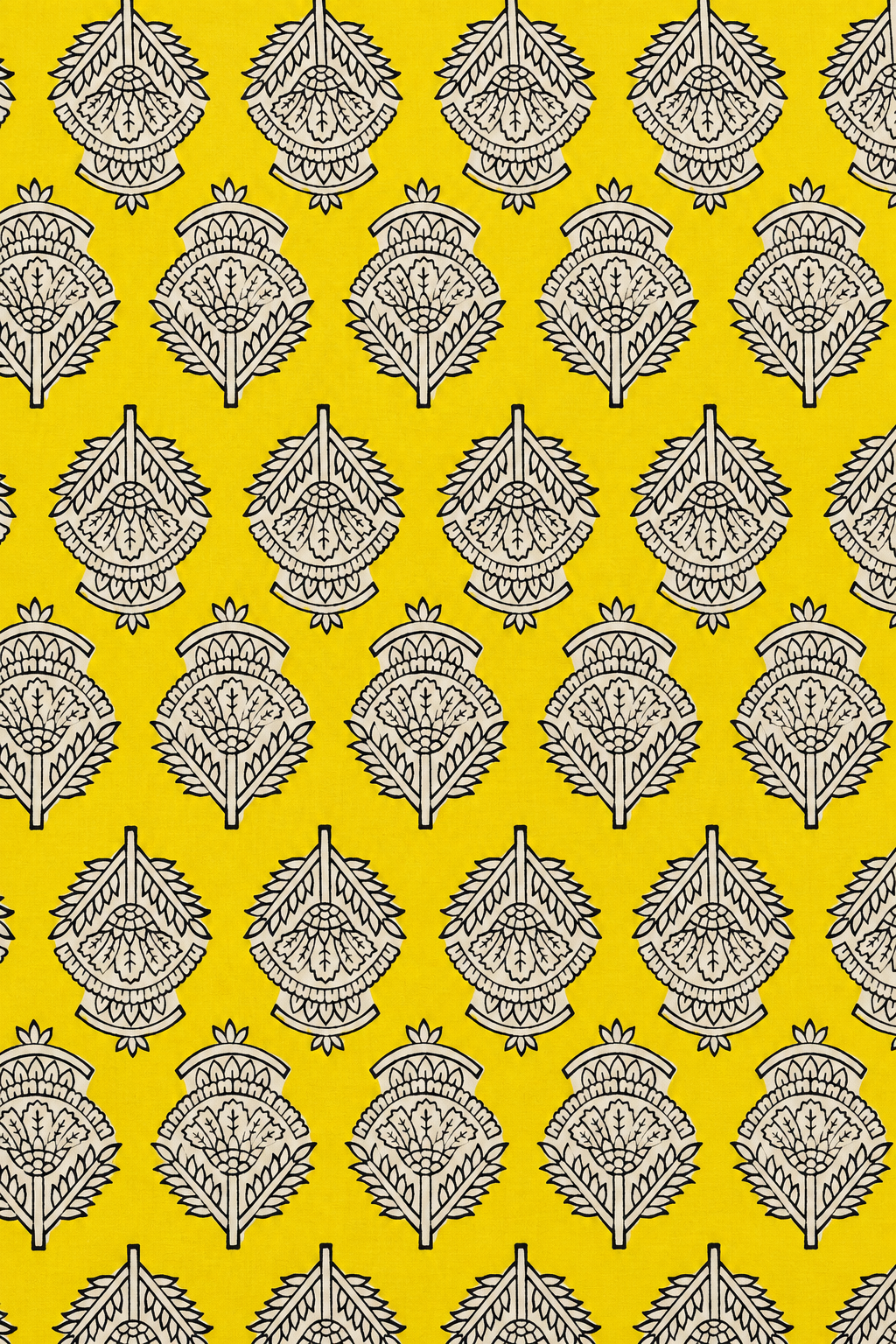 Yellow Traditional Floral Buta 60:60 Hand Block Printed Cotton Fabric A