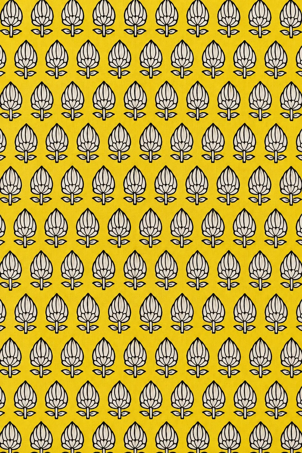 Mustard Yellow Floral Buta 60:60 Hand Block Printed Cotton Fabric A