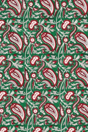 Emerald Green Paisley Floral 60:60 Cotton Fabric