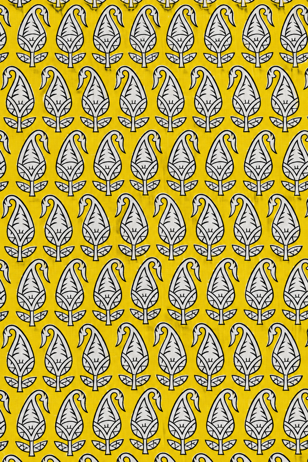 Mustard Yellow Paisley Leaf Buta 60:60 Cotton Fabric A