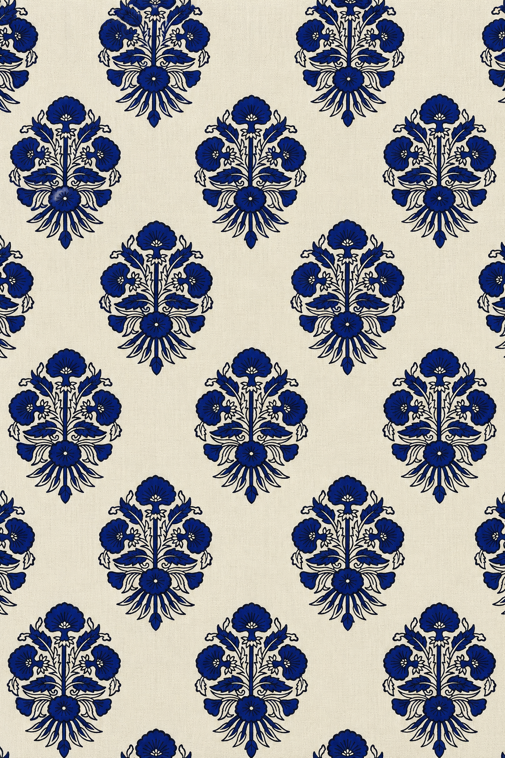 Ivory Blue Floral Bouquet 60:60 Cotton Fabric A