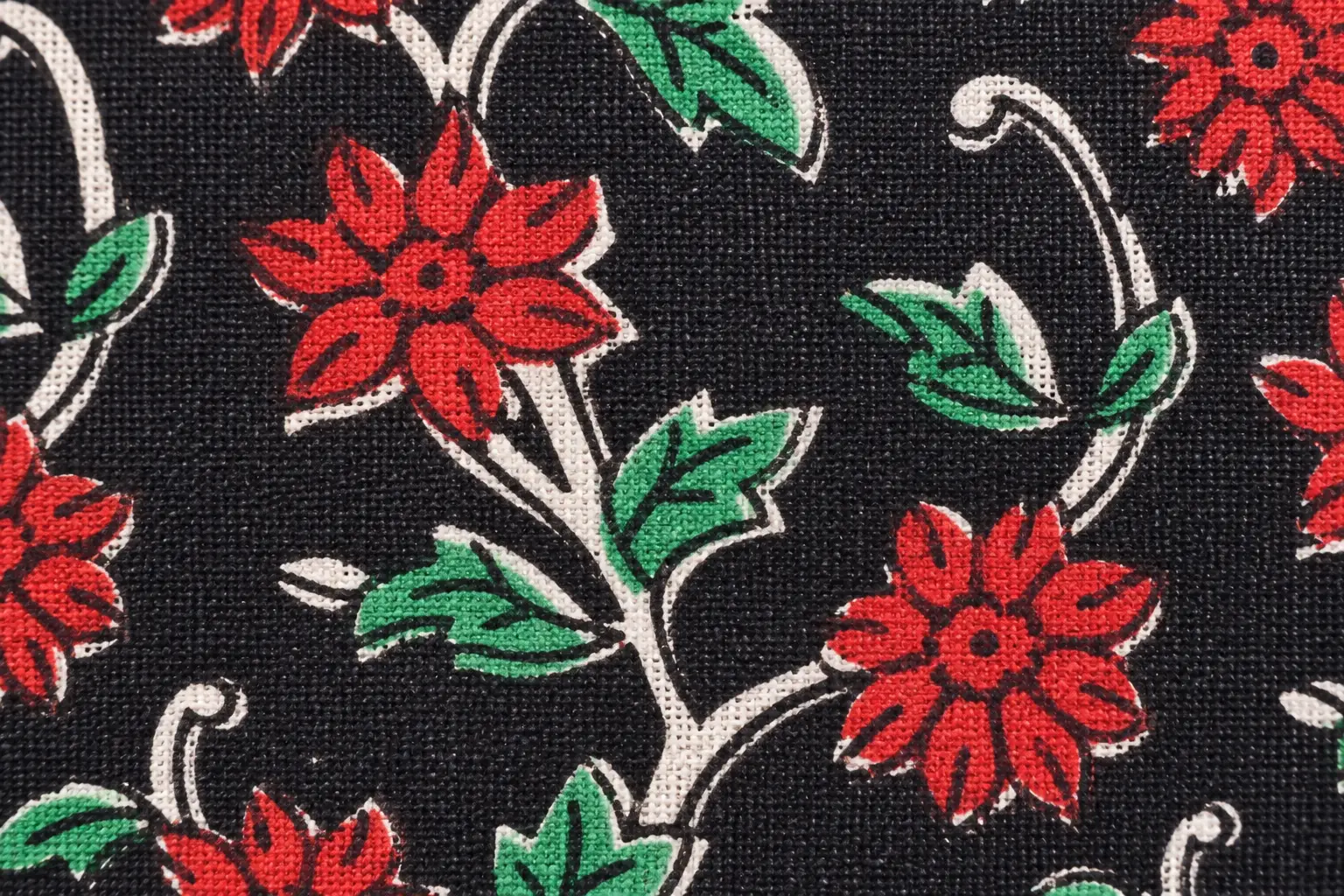 Bagru Crimson Bloom Hand Block Print Fabric A - Image 3