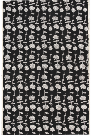 Black & Ivory Lotus Bloom Hand Block Print Fabric A