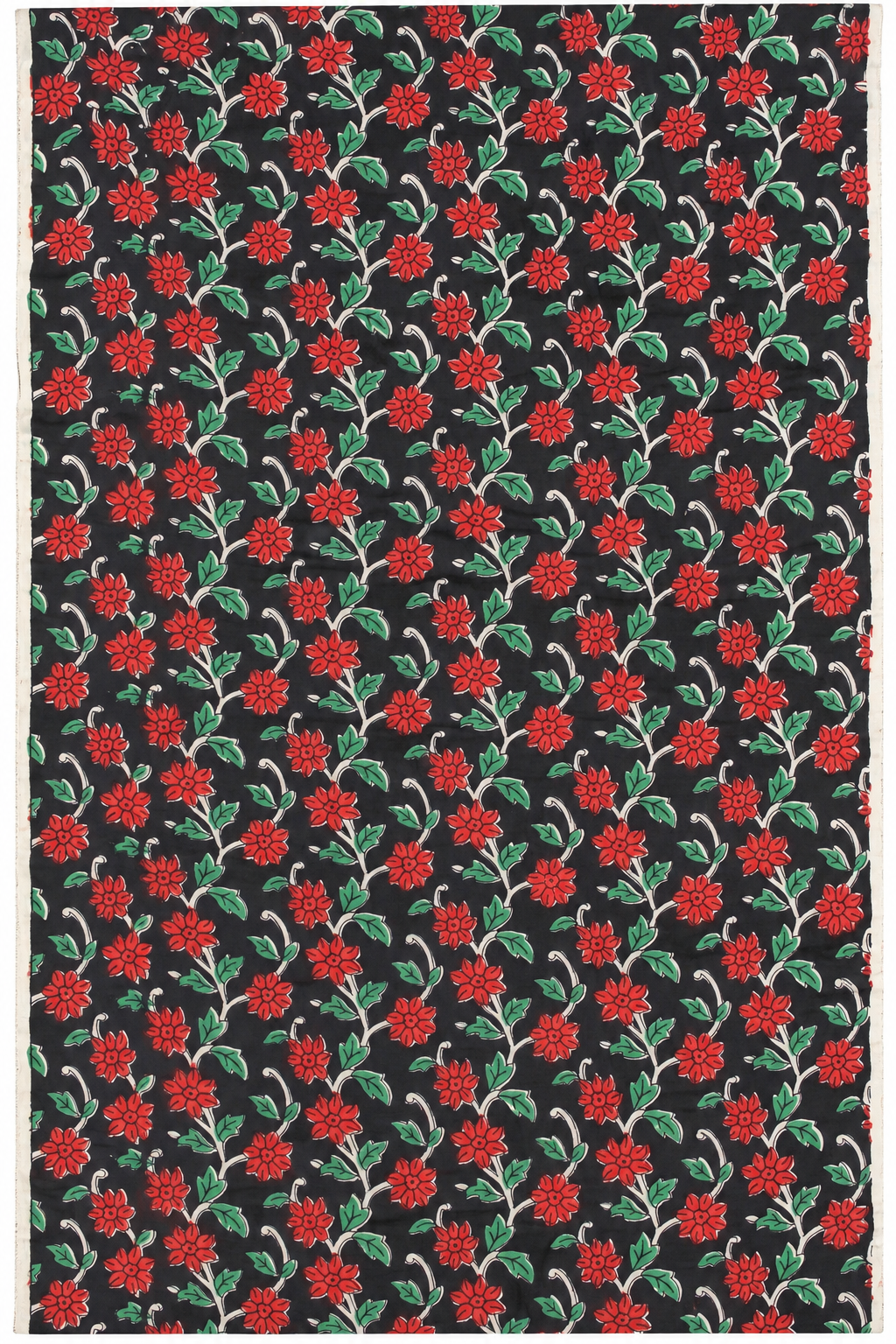 Bagru Crimson Bloom Hand Block Print Fabric A