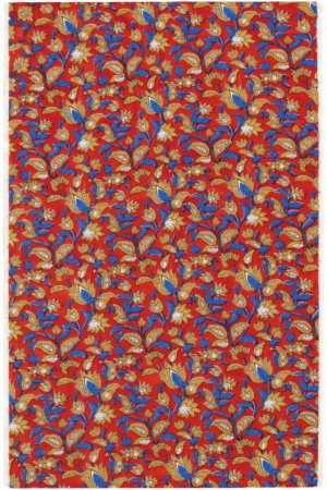 Bagru Scarlet Paisley Hand Block Print Fabric A