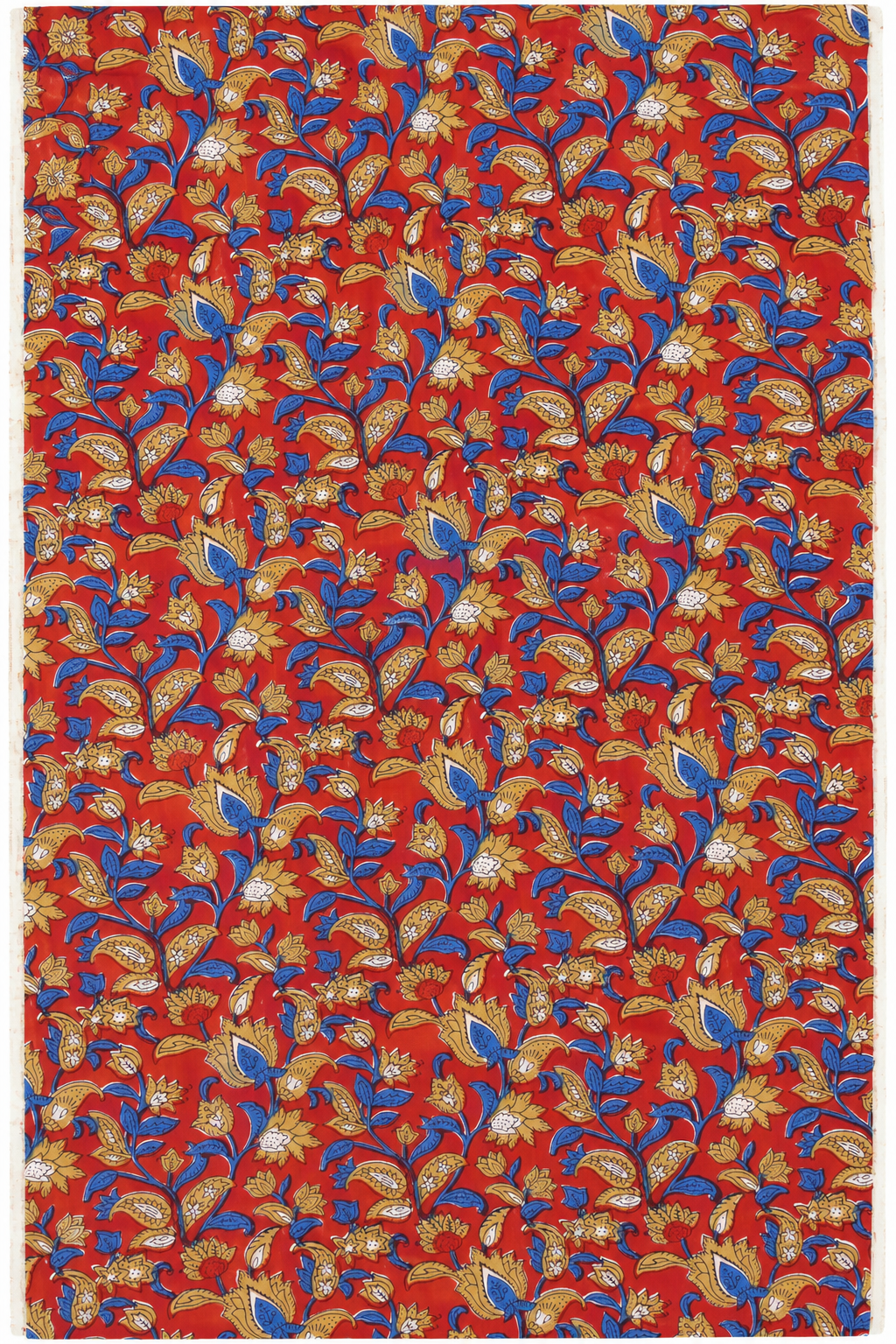 Bagru Scarlet Paisley Hand Block Print Fabric A