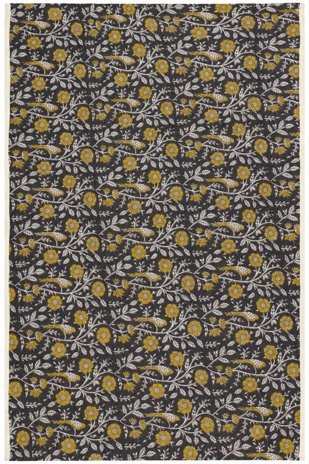 Royal Mustard Floral Hand Block Print Fabric A