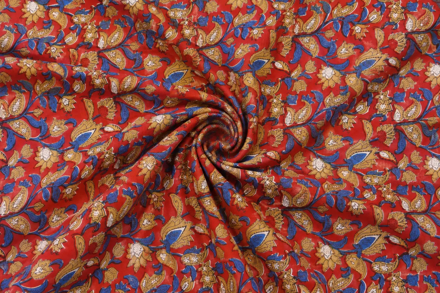 Bagru Scarlet Paisley Hand Block Print Fabric A - Image 2