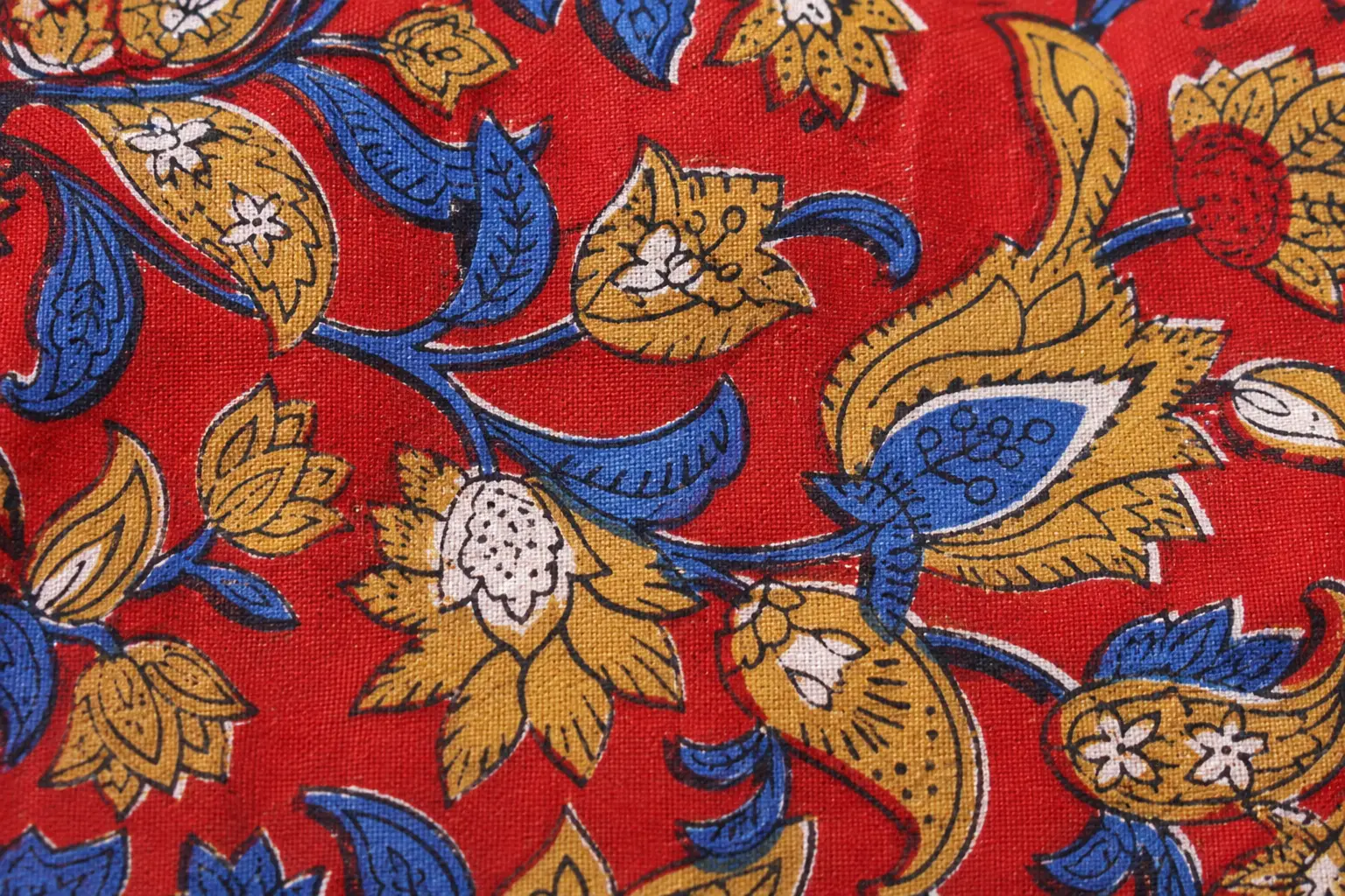 Bagru Scarlet Paisley Hand Block Print Fabric A - Image 3