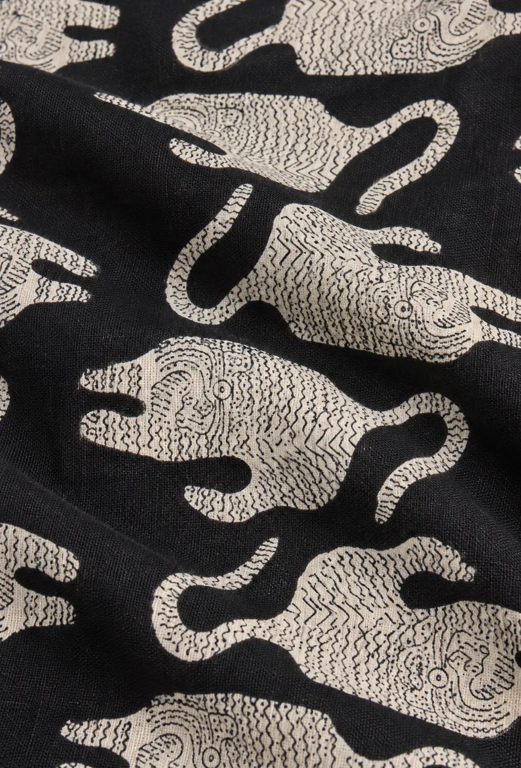 Heritage Ivory Elephant Hand Block Print Fabric A - Image 2