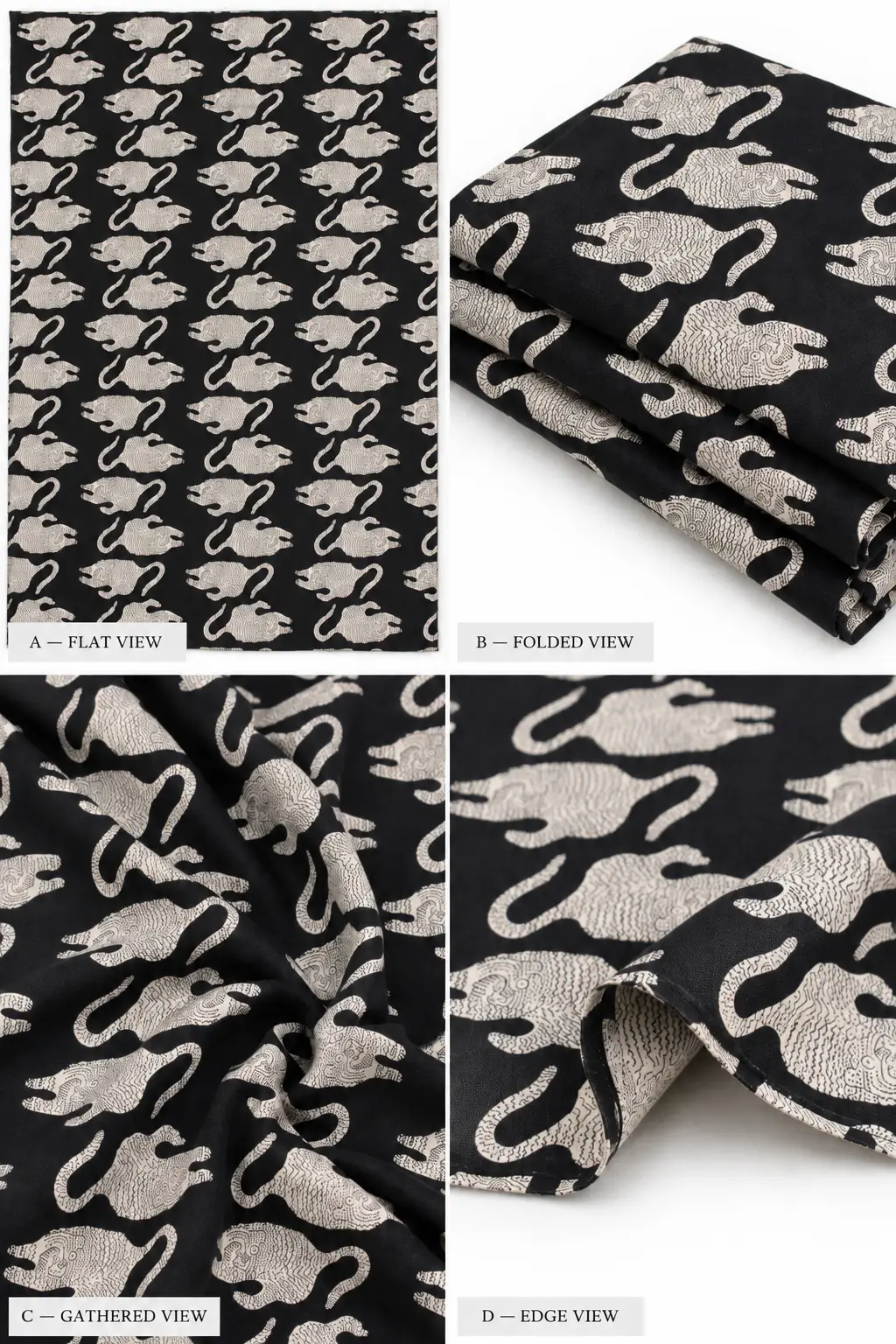 Heritage Ivory Elephant Hand Block Print Fabric A - Image 3