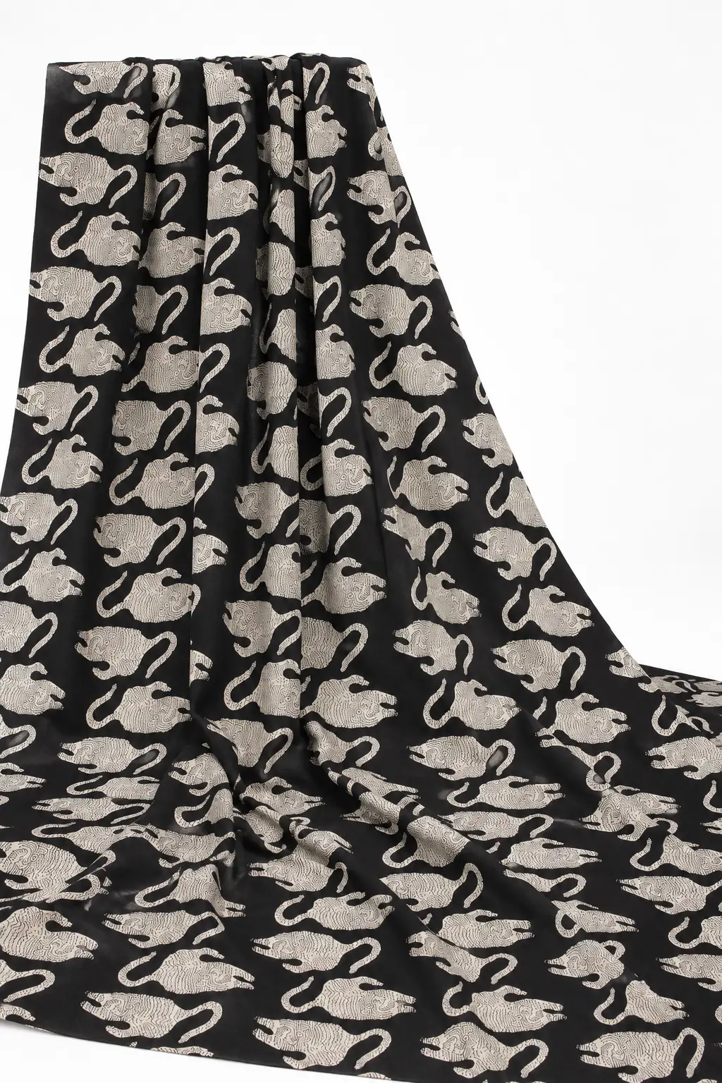 Heritage Ivory Elephant Hand Block Print Fabric A - Image 4