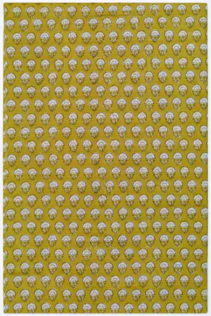 Mustard Yellow Floral Hand Block Printed 60×60 Cotton Fabric