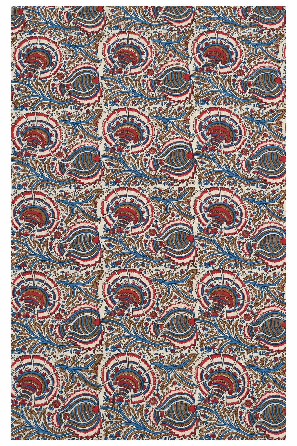 Traditional Paisley & Floral Hand Block Printed 60×60 Cotton Fabric