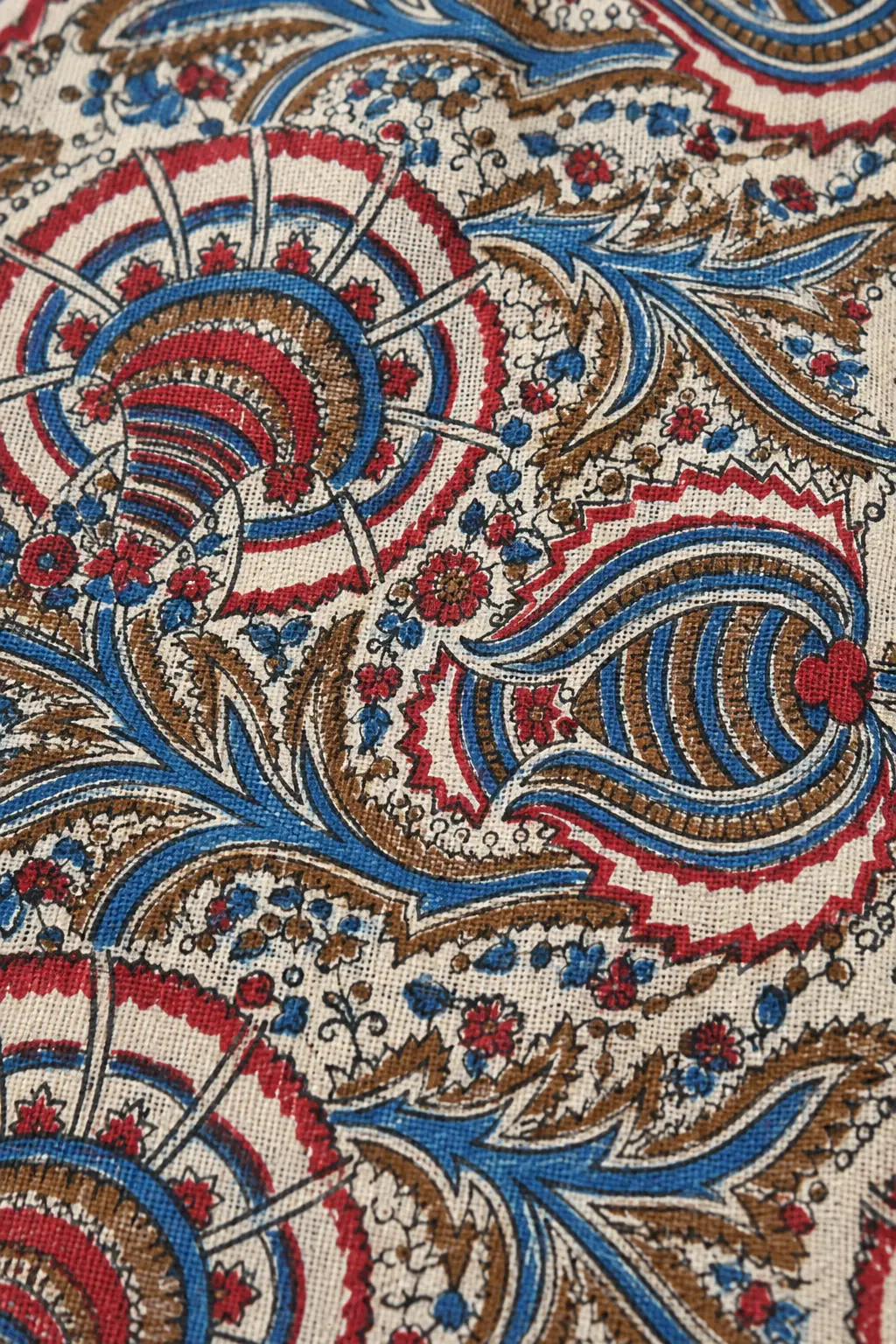 Traditional Paisley & Floral Hand Block Printed 60×60 Cotton Fabric - Image 3