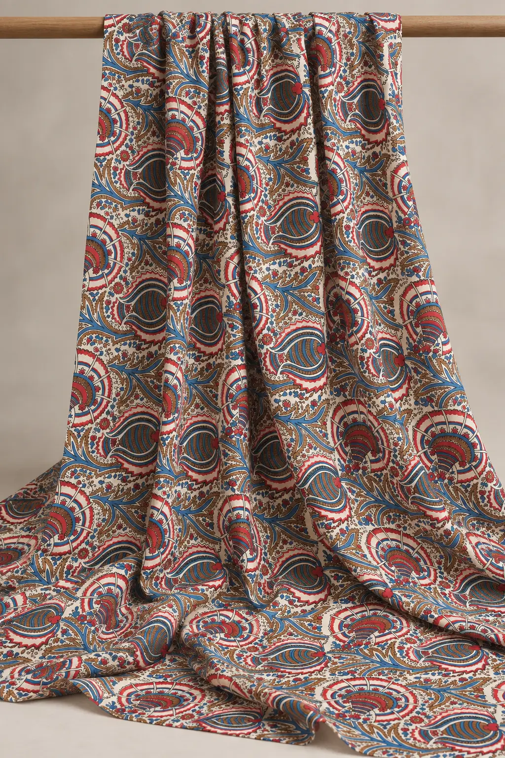 Traditional Paisley & Floral Hand Block Printed 60×60 Cotton Fabric - Image 5